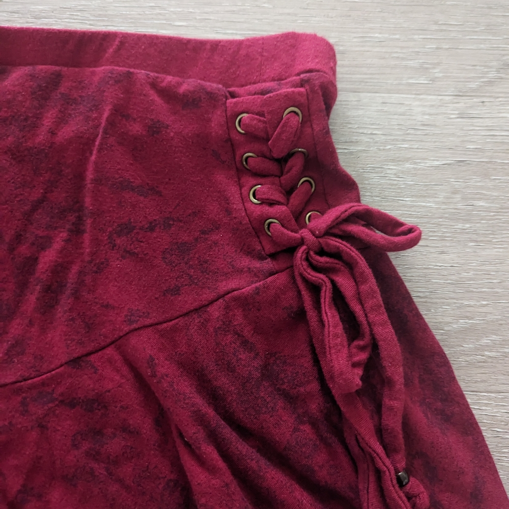 Nomads Hempwear Red Mini Skirt with Lace-Up Detail